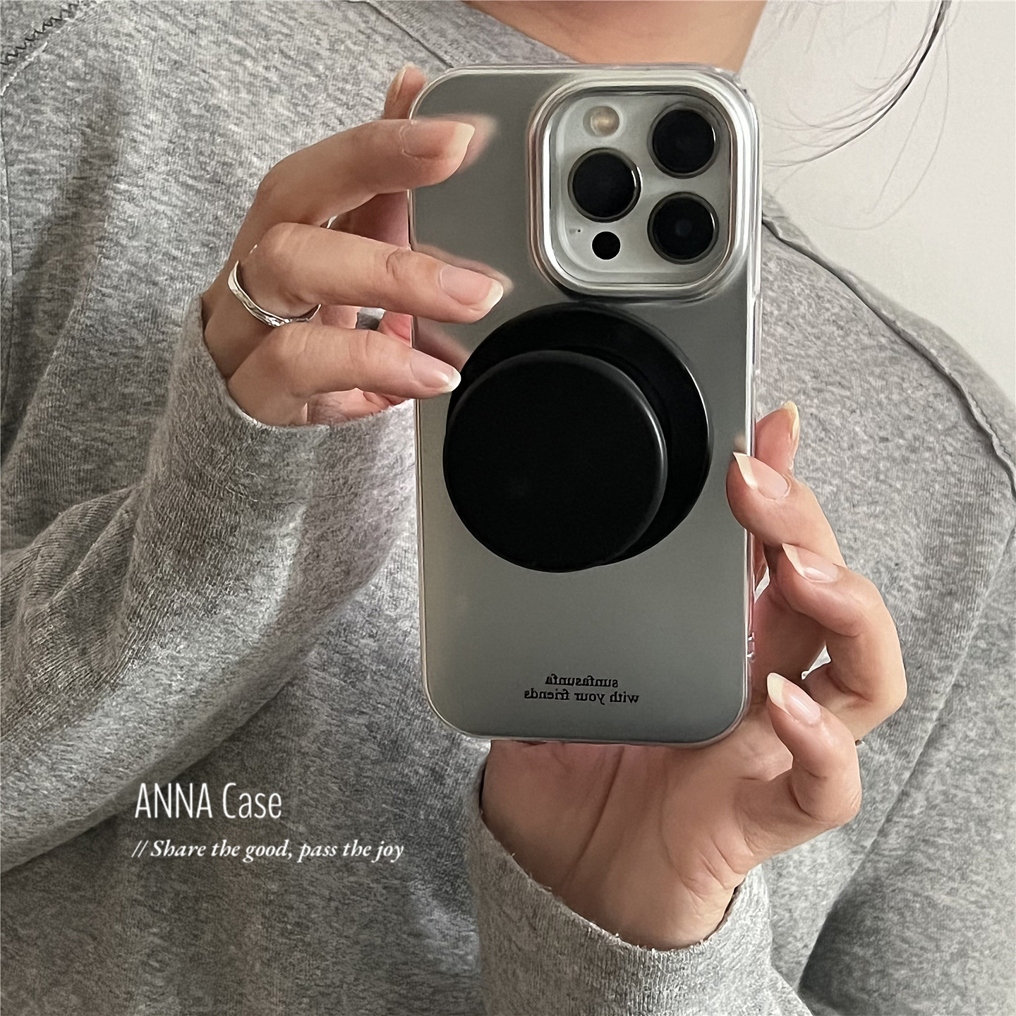 ANNACASE高级电镀银黑色磁吸支架手机壳适用于iphone17promax苹果14磨砂17新款15pro软壳16Promax防摔保护套