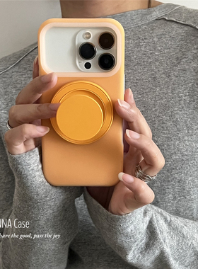 ANNACASE肤感果冻橙色磁吸支架手机壳适用iphone17promax苹果14液态硅胶17pro新款15pro软16Promax防摔保护套