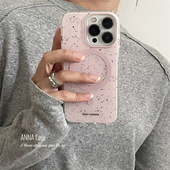 ANNACASEins温柔少女粉黑色泼墨磁吸手机壳适用iphone17promax苹果17磨砂14新款 16pro软壳15Promax防摔保护套