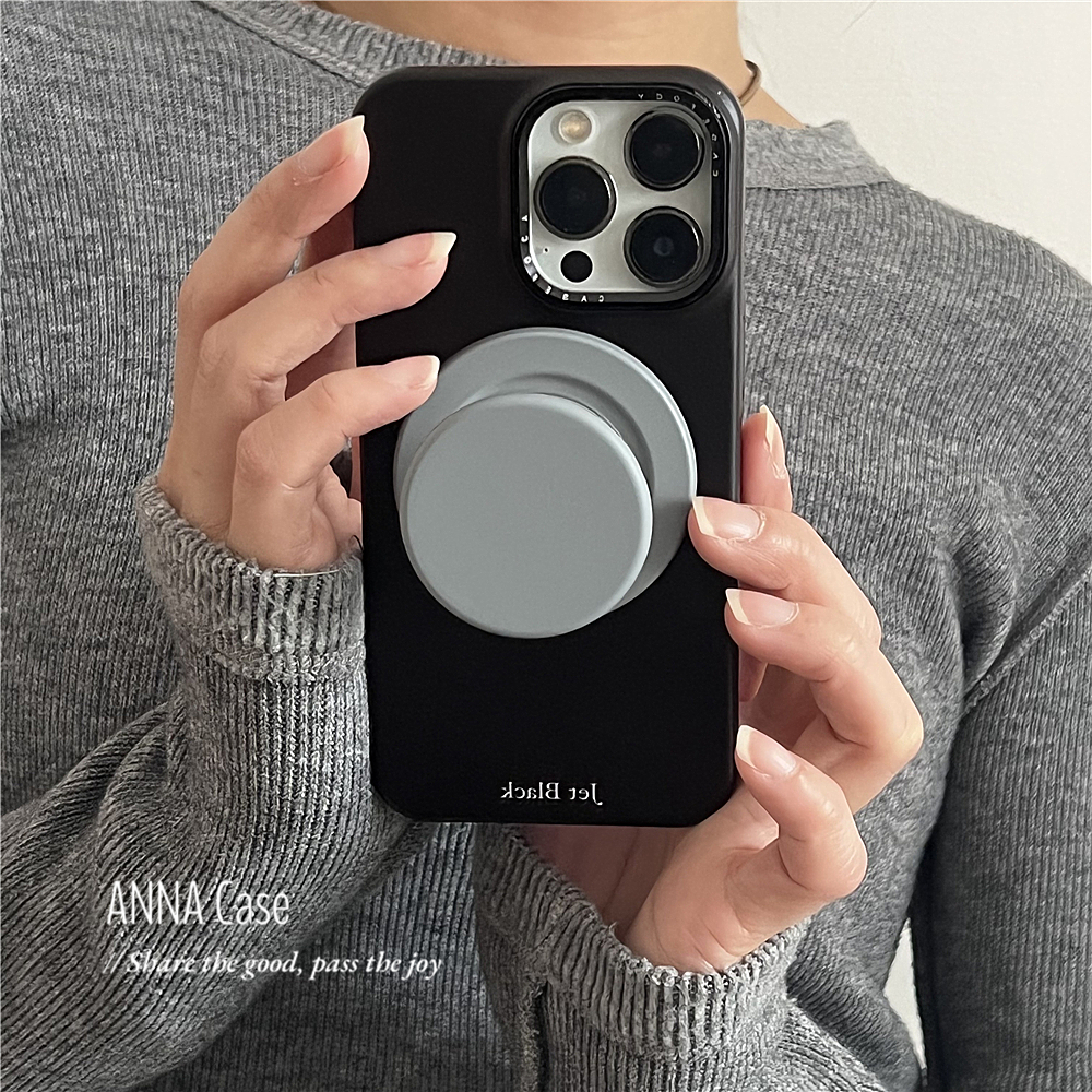 高级简约黑灰色磨砂磁吸手机壳17