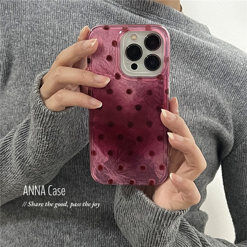 少女晕染树莓红爱心波点16手机壳