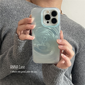 ANNACASE高级晕染薄荷绿旋涡纹适用苹果17promax手机壳iphone17小众15pro新款 14全包软壳16promax防摔保护套