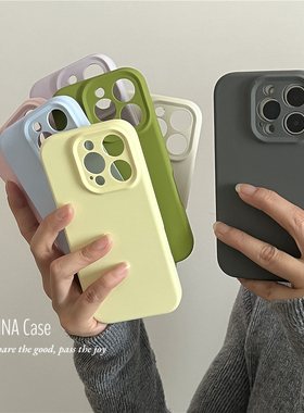 ANNACASE高级纯色液态硅胶一体相机按键手机壳适用iPhone16pro新款15promax苹果13全包14防摔保护套16男女12