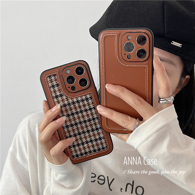 苹果17promax皮质简约焦糖色