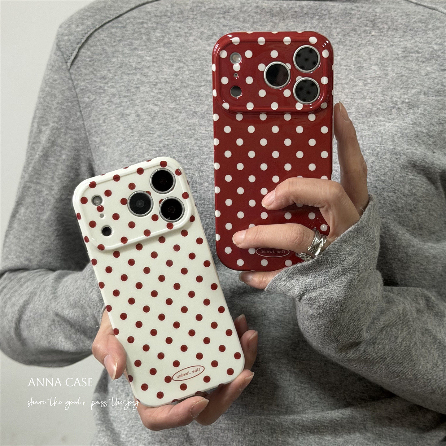 ANNACASE简约复古甜妹红白波点适用苹果17promax手机壳iphone14硅胶17pro新款15全包16promax防摔保护套16软,3C数码配件,手机保护套/壳,淘宝优惠券,粉丝福利购,淘宝优惠卷