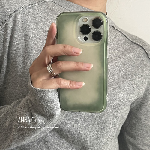 创意小众设计晕染复古绿16手机壳