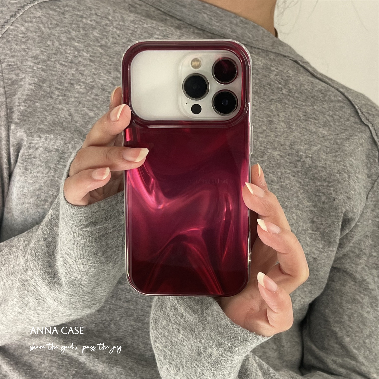 韩国小众车厘子红琉璃纹手机壳