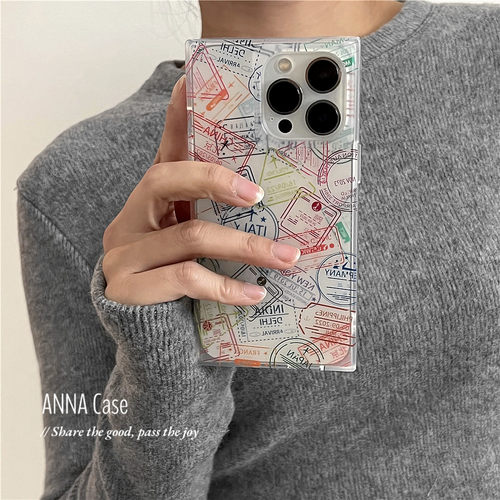 小众彩色飞机票标签方形手机壳