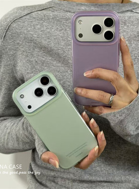 ANNACASEins简约温柔雾面浅紫青提绿17适用苹果17promax手机壳iphone14全包17pro新款15软16promax防摔保护套