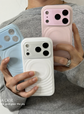 ANNACASEins高级白色波漾磁吸大视窗17适用苹果17promax手机壳iphone16男女17pro新款15软16promax防摔保护套