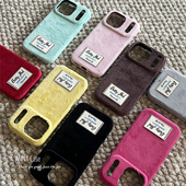 ANNACASEins秋冬温柔纯色毛绒标签适用苹果17promax手机壳iphone17全包15pro新款 16promax防摔保护套14女13软