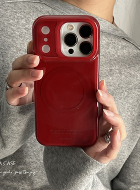 ANNACASEins秋冬新年氛围感红色磁吸适用苹果17ProMax手机壳iphone14小众15pro新款女16promax防摔保护套17软