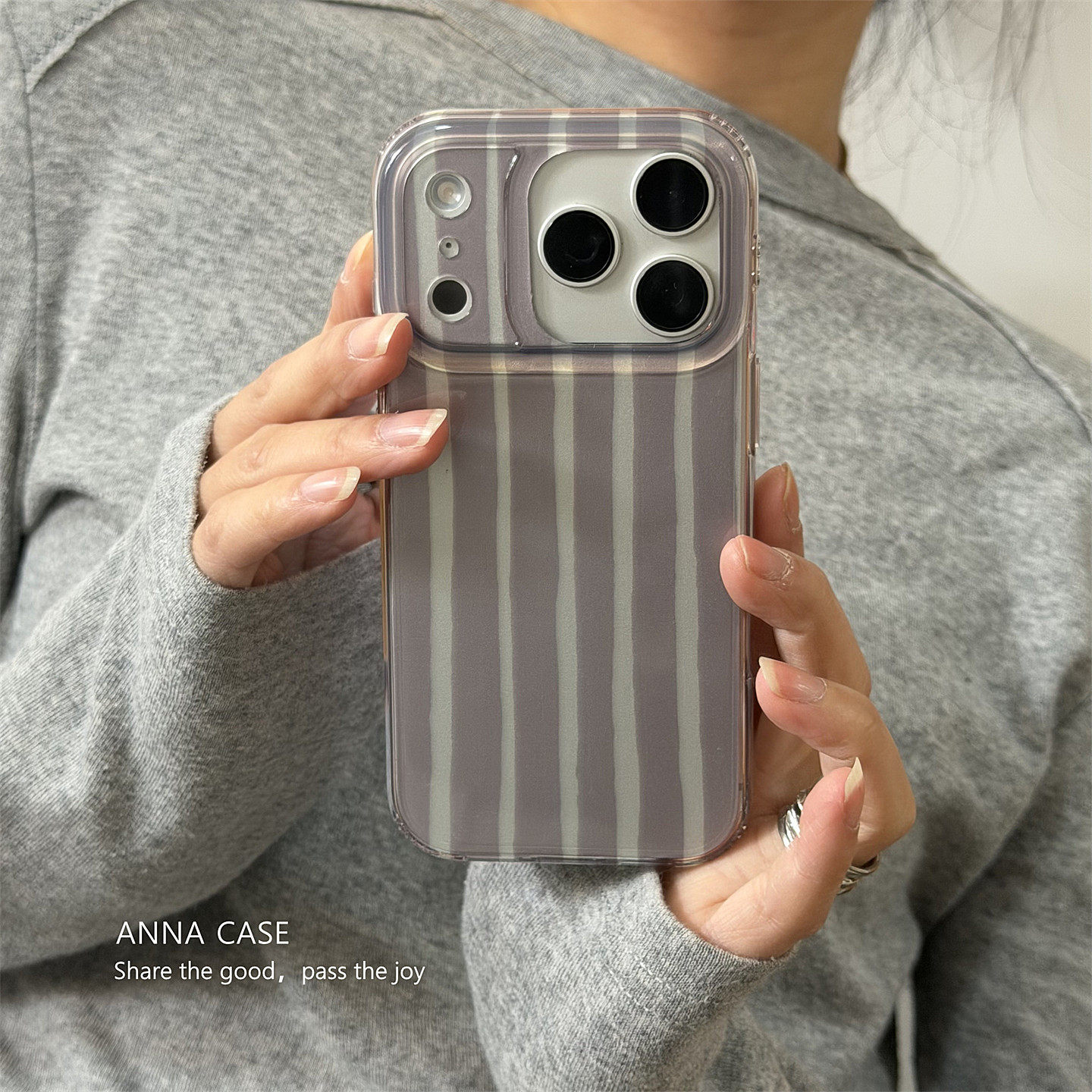 ng2510227 Annacaseins Girly Spring High-End Color-Blocking Striped Phone Case Suitable For IPhone Max, 14 Soft Case, New 13, 15_voghion.com
