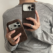 ANNACASE秋冬复古灰棕丝绒满天星闪钻绒布手机壳适用iphone17promax苹果14新款 15pro女16ProMax防摔保护套13