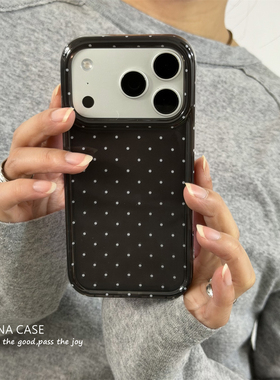 ANNACASEins简约韩系透黑小波点17适用苹果17promax手机壳iphone14全包17pro新款15pro软16promax防摔保护套