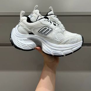 巴黎复古做旧小个子厚底增高运动休闲小白鞋 老爹潮鞋 女2025新款