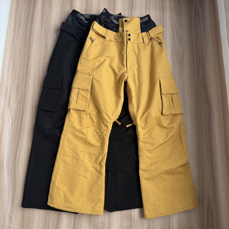 外单男女款加绒滑雪裤秋冬季加绒多兜户外防风工装裤保暖裤休闲裤