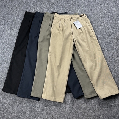 日单男士工装裤 秋冬季加绒直筒裤宽松休闲阔腿裤九分裤长裤