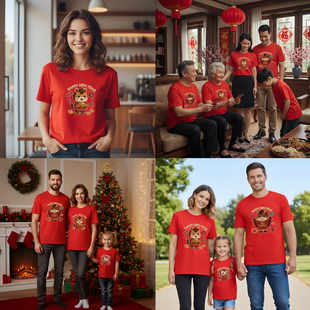 不一样的亲子装2026新款潮夏装高端炸街一家三四口定制全家福t恤