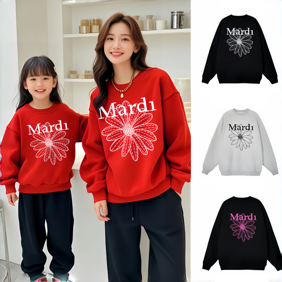 高端韩国潮品母女装春秋亲子装一家三四口母子装洋气宽松时尚卫衣