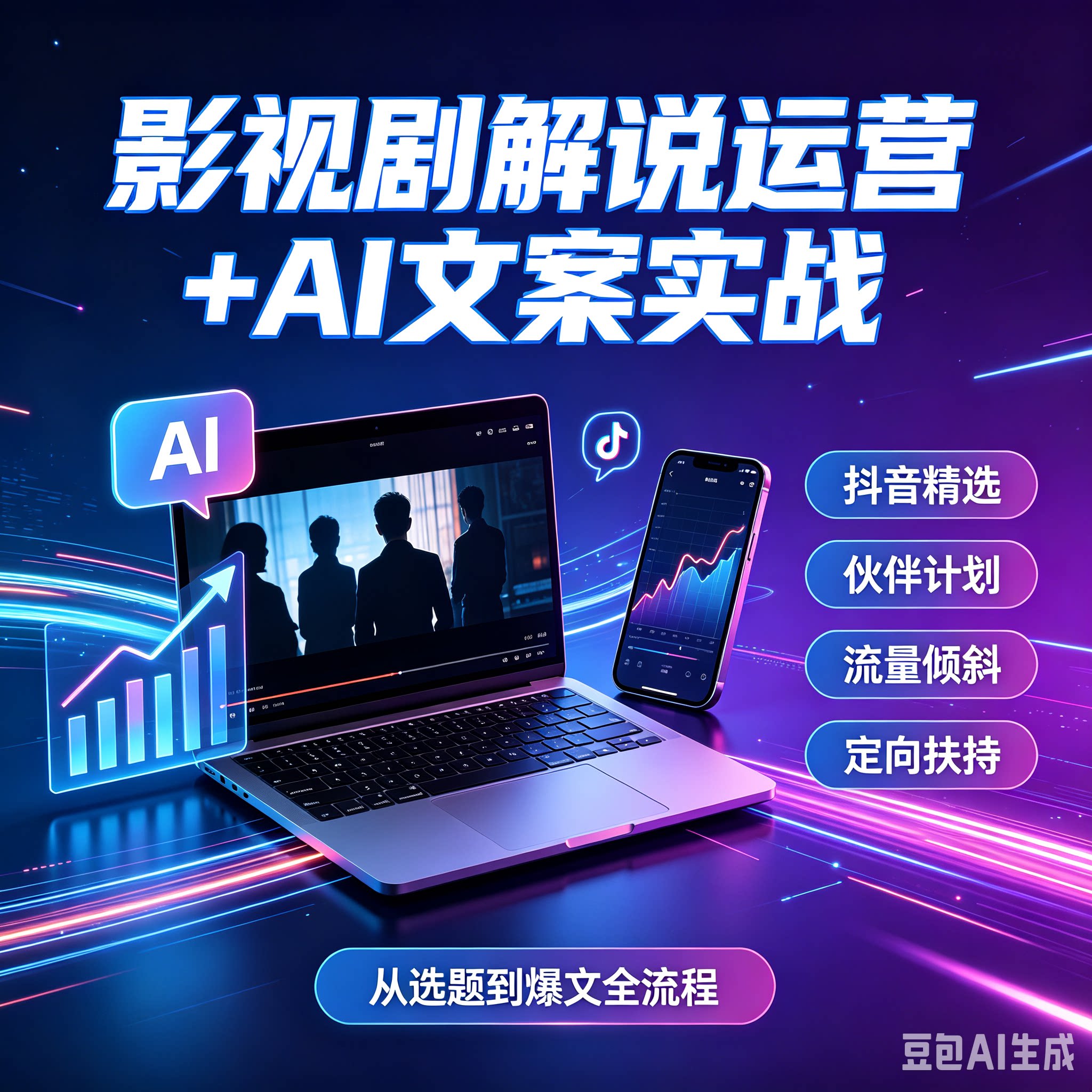 影视剧解说独家运营+独家AI文案实战抖音精选伙伴计划定向扶持