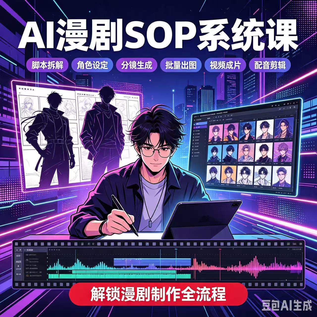 AI漫剧SOP系统指南|脚本·角色·分镜·出图·视频成片·配音剪辑
