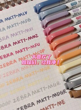 日本ZEBRA斑马荧光笔装双头标记笔学生用淡色记号笔彩色粗划重点ins冷淡风做笔记Mildliner圣诞金/薰衣草