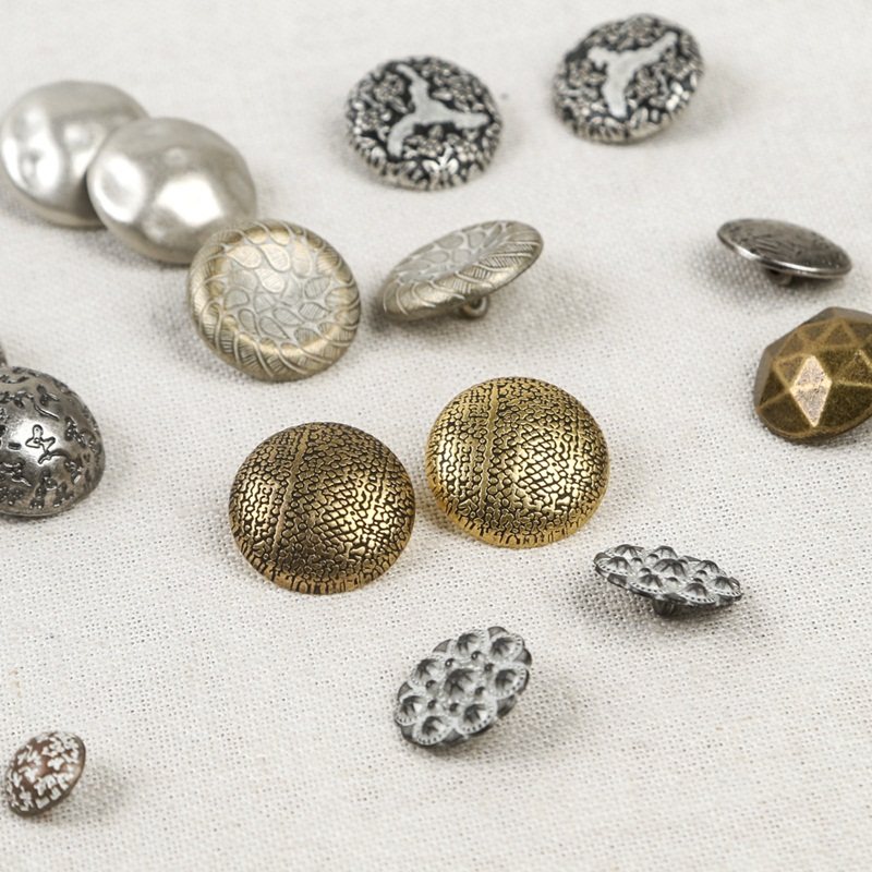 레트로 알로이 단추 디스트레스드 메탈 단추 핸드스티치 데님 재킷 코트 단추 0.7 2.5CM 선택