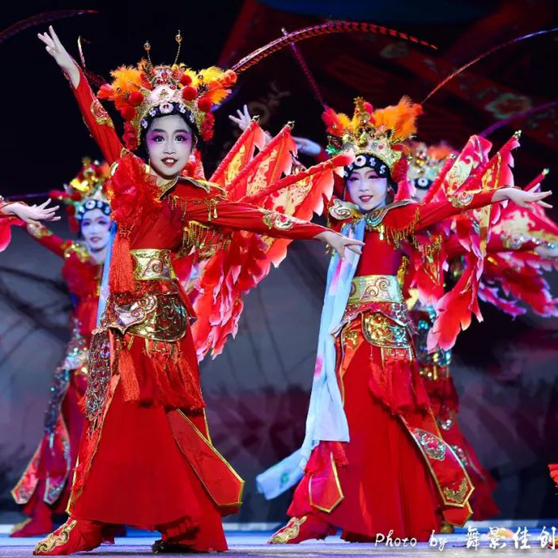 英姿儿童舞蹈演出服穆桂英挂帅花木兰刀马旦戏曲京剧豫剧表演服装