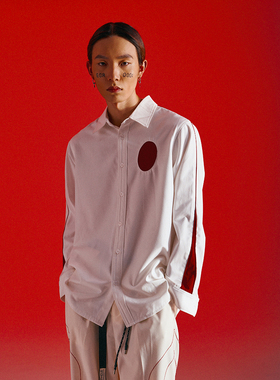 THOS 22AW解构拼接红日主题衬衫 宽松秋季国潮牌小众设计感衬衫男