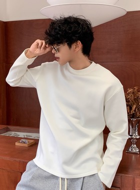 THCS2025秋冬新款简约舒适高级羊毛个性基础款圆领情侣打底潮T恤