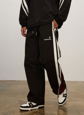 THOS 23AW 秋季新品绣花撞色拼接长裤梭织松紧腰情侣款休闲运动裤