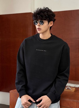 THCS2025秋冬新款简约舒适高级字母个性基础款圆领情侣打底潮T恤