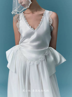 越南代购 Oia正品 优雅气质 蕾丝拼接上衣 裤子套装