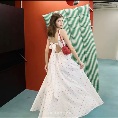 泰国代购 Pleased正品 法式度假波点吊带连衣裙 长裙