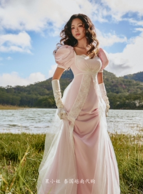 越南代购 Sissy nation正品 宫廷风裹胸重工拼纱蕾丝连衣裙