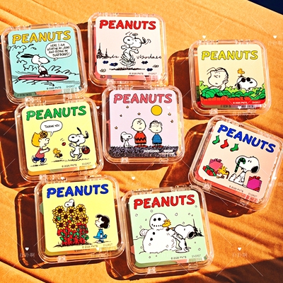 补货在途日本采购史努比限定树脂卡通收纳盒搭配贴纸套装盲袋