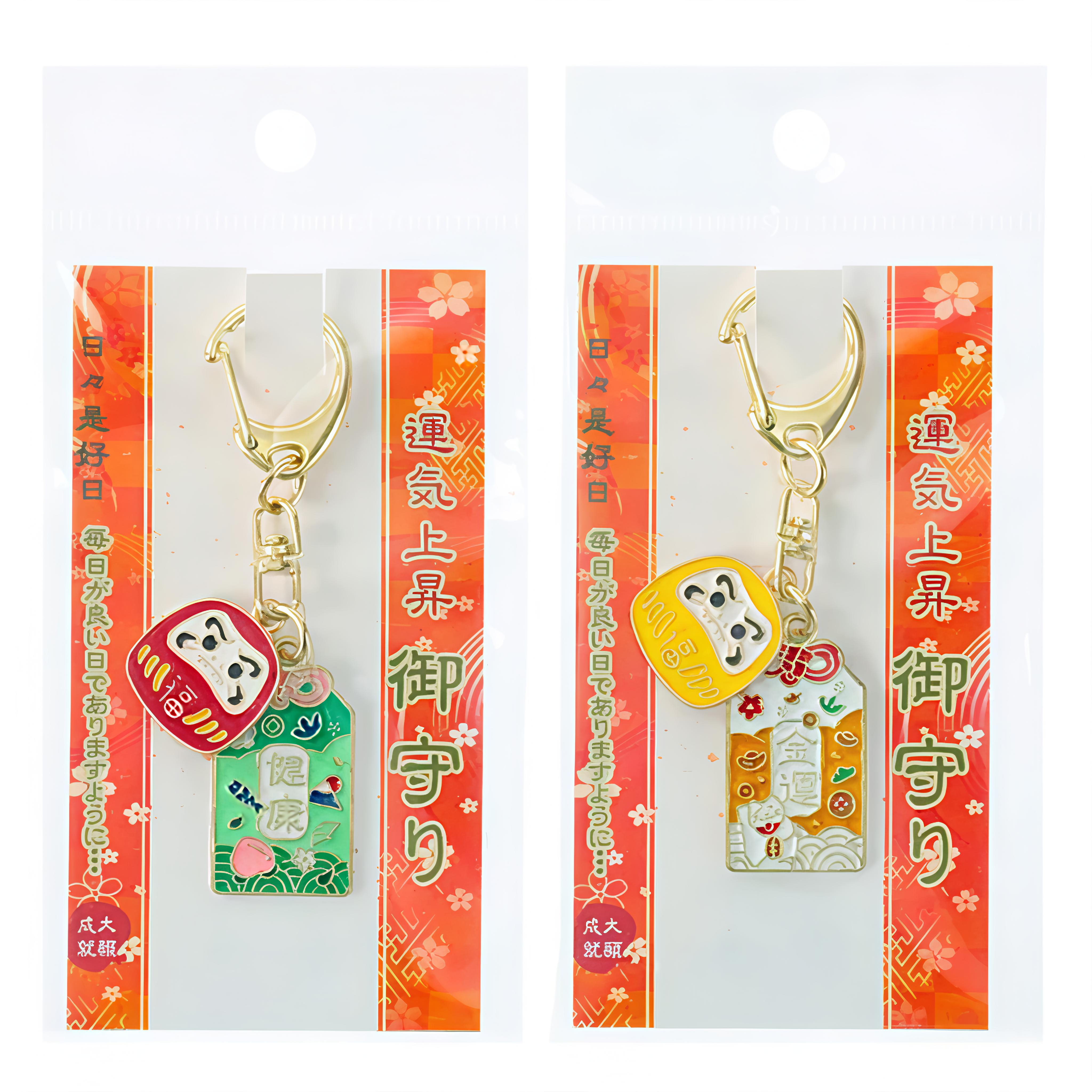 国内现货日本采购日本制金属达摩新年祈福好运金运健康钥匙扣挂件