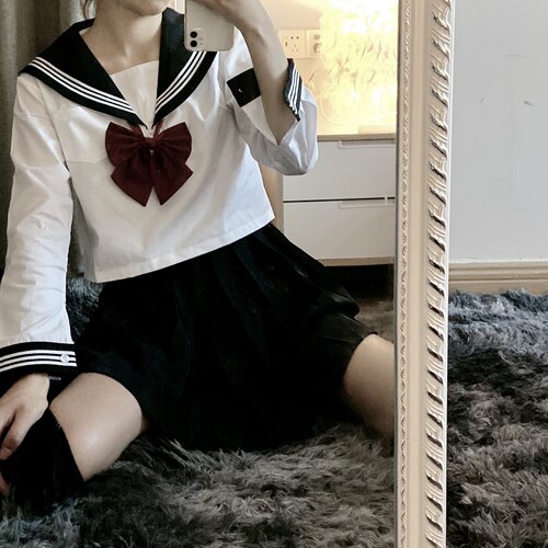 白黑三本JK制服裙基础款正统水手服不良秋冬学院风套装正版长裙女