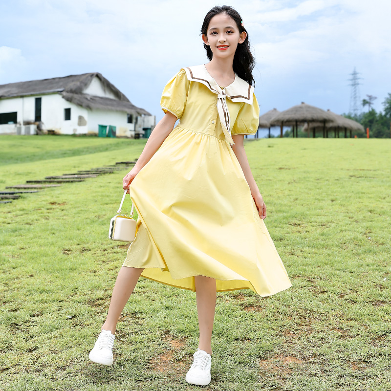 女童连衣裙夏装2024新款儿童裙子夏季洋气中大童女孩学院风公主裙