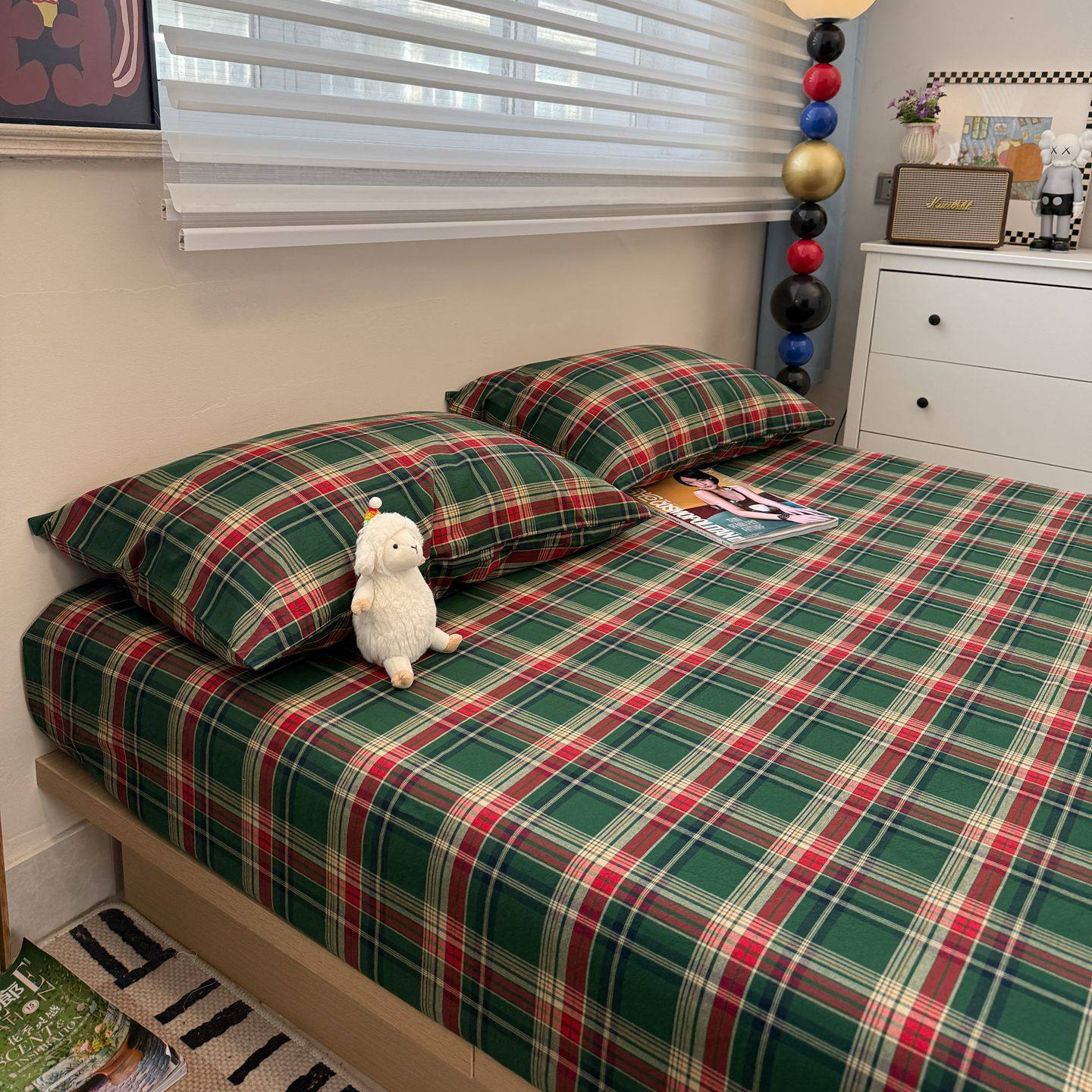 母婴母婴级水洗棉全棉床单单件纯棉2025新款格子单人成被单三件套