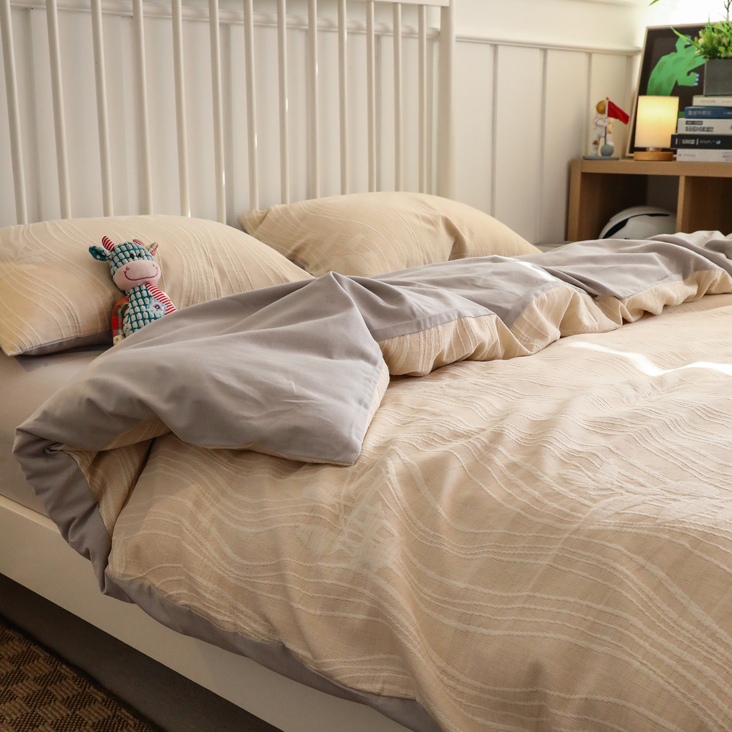 全棉空气立体提花磨毛四件套纯棉被套床单2025新款春秋冬季床品3