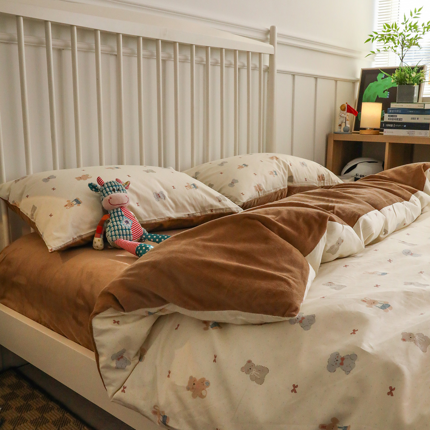 秋冬保暖牛奶绒珊瑚绒床单三件套全棉棉加绒水晶绒被套床上四件套