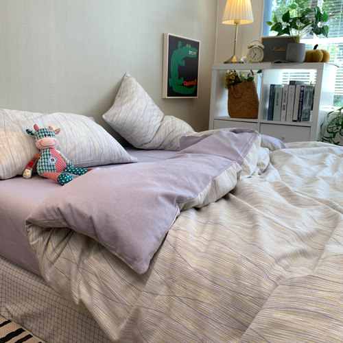 简约磨毛四件套纯棉全棉床单被套单人被罩宿舍床笠三件套床上用品