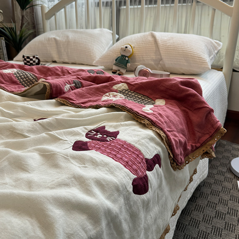 泡芙被卡通夏天夏季全棉提花五层纱布夏凉被盖毯纯棉空调被薄被子