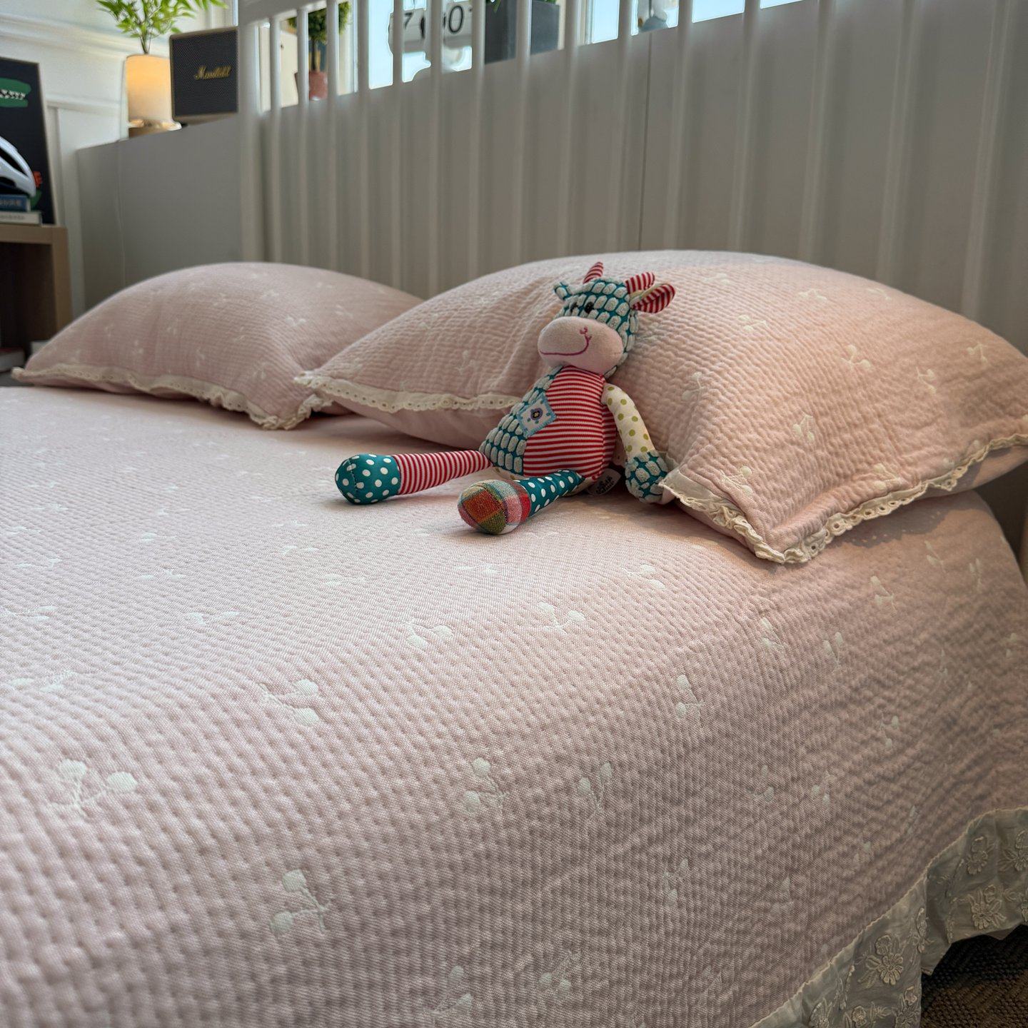 少女心韩式花边樱桃全棉纱布提花床盖三件套1.5m纯棉床单床上用品,床上用品,床盖,淘宝优惠券,粉丝福利购,淘宝优惠卷