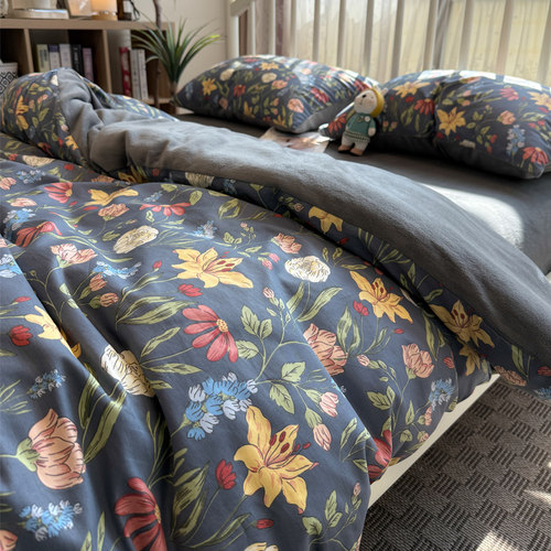 秋冬季棉加绒被套四件套珊瑚绒牛奶绒床单全棉加厚床上保暖三件套