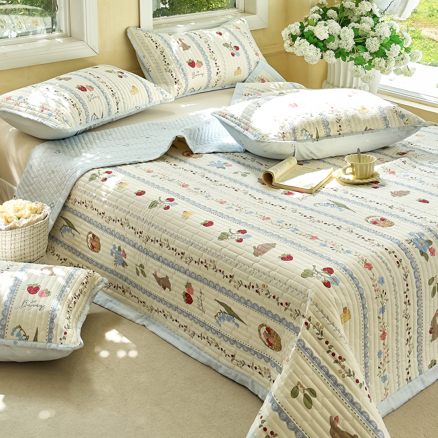 全棉床盖单件双面纯棉绗缝夹棉炕单防滑床单榻榻米软垫子可机洗3