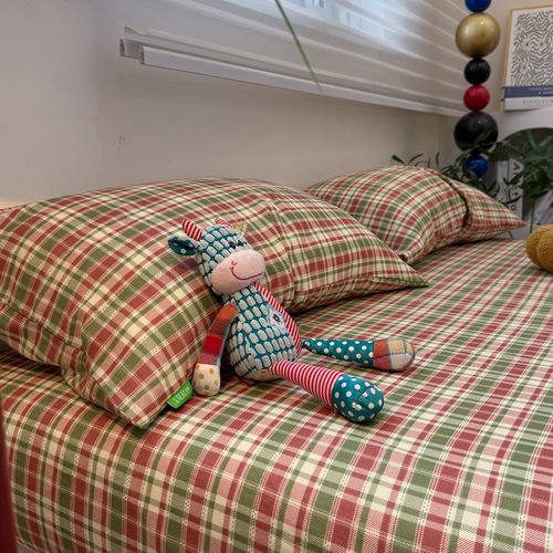 简约风格子全棉双层纱48x74cm枕套一对装纯棉学生枕头套2025新款