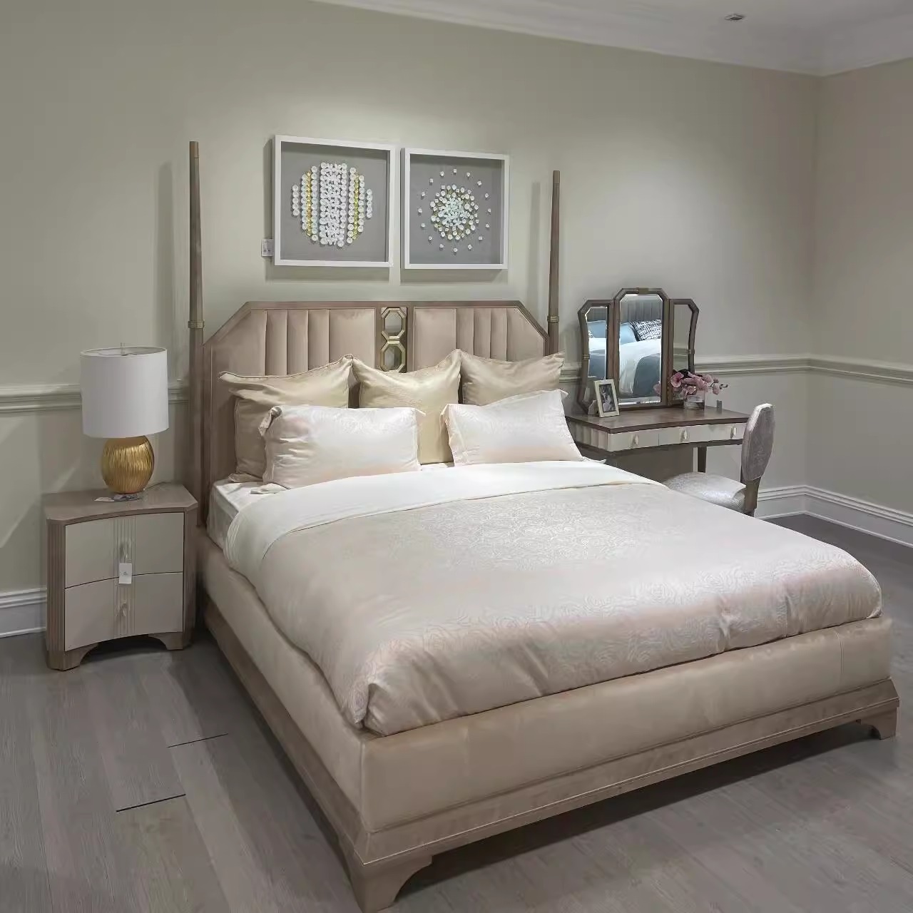 美克浪漫星城美式美家轻奢1.8米软包法式主卧双人床卧室实木婚床